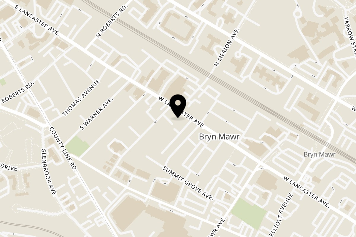 Map showing the location of Las Frida's Mexican Kitchen on 872 W Lancaster Ave in Bryn Mawr